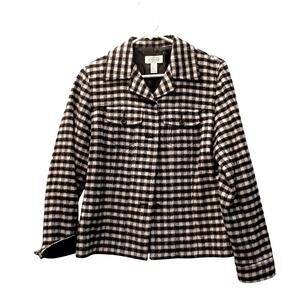 Talbot's Women's Black and White Wool Checkered Blazer